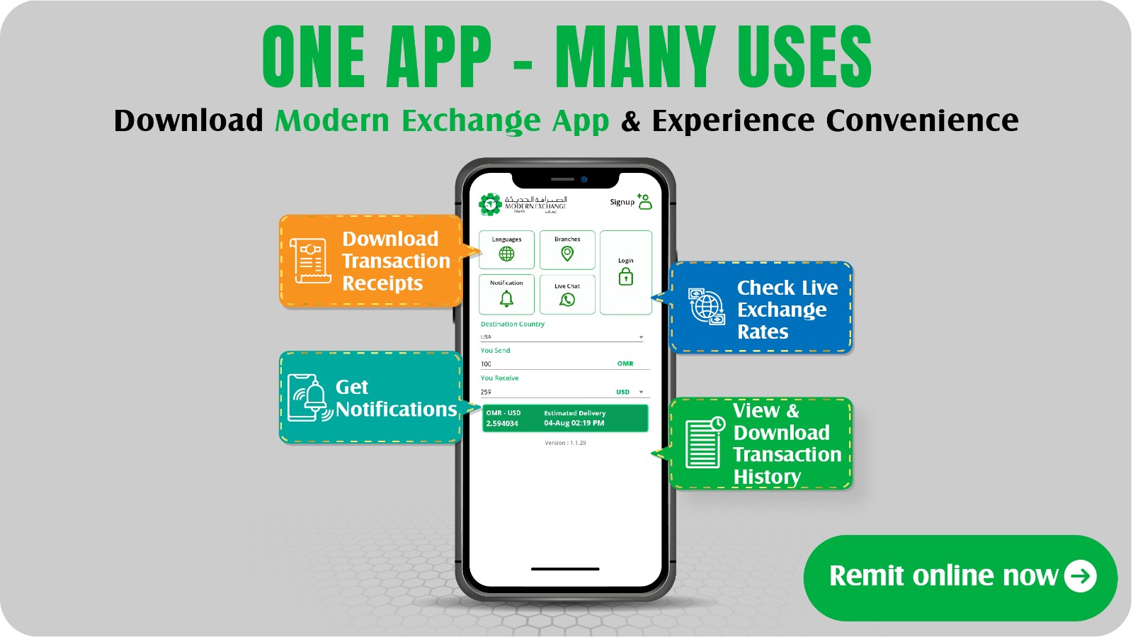 One App many uses : Remit Now
